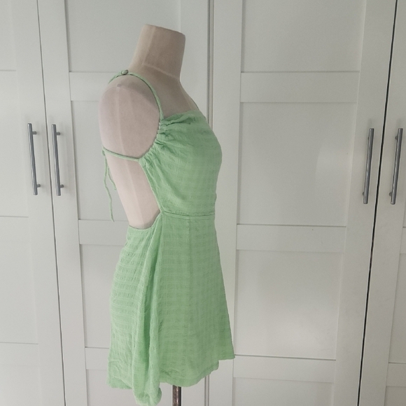 Free People Lime Green Open Back Mini Dress Size Medium - Picture 3 of 6